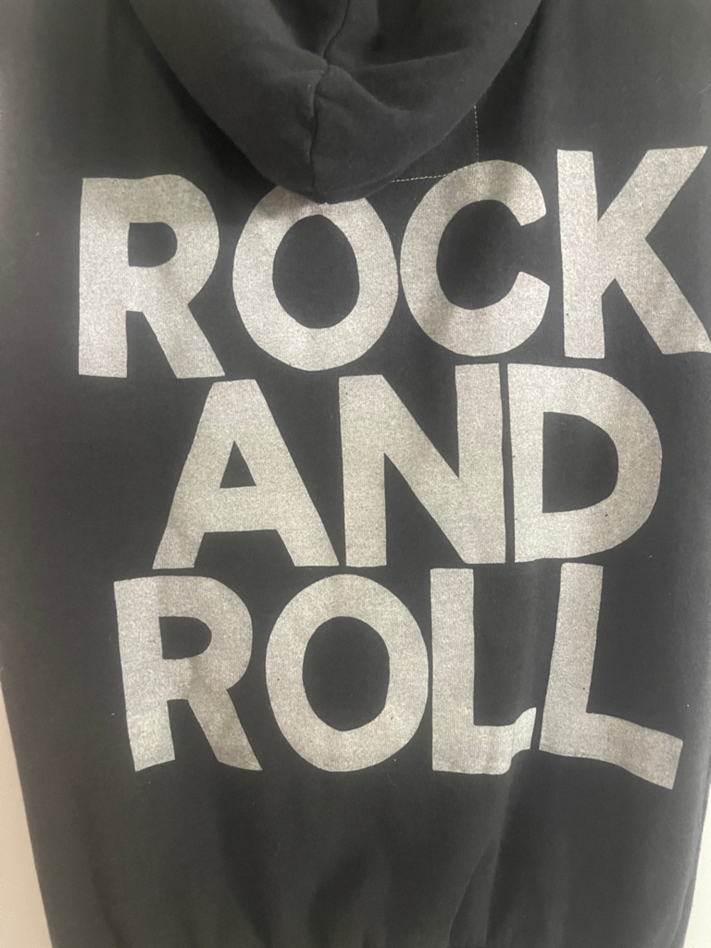 Aviator Nation Black Sleeveless Hoodie with Silver "ROCK AND ROLL" Print - Picture 5 of 5